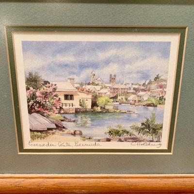 LOT 16 L: Framed & Signed Watercolor Prints "Summerset Bridge" & "Pomander Gate" Bermuda by C. Holding