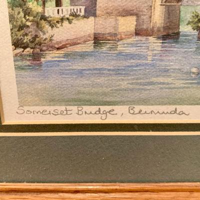 LOT 16 L: Framed & Signed Watercolor Prints "Summerset Bridge" & "Pomander Gate" Bermuda by C. Holding