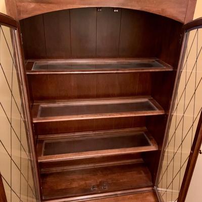 LOT 18 L & H: Pennsylvania House Expandable Sideboard Table & Ethan Allen Curio Cabinet / Hutch