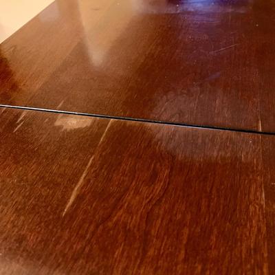 LOT 18 L & H: Pennsylvania House Expandable Sideboard Table & Ethan Allen Curio Cabinet / Hutch