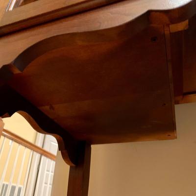 LOT 18 L & H: Pennsylvania House Expandable Sideboard Table & Ethan Allen Curio Cabinet / Hutch