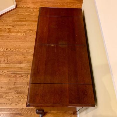 LOT 18 L & H: Pennsylvania House Expandable Sideboard Table & Ethan Allen Curio Cabinet / Hutch