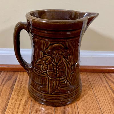 LOT 20 L: 1920's Nelson McCoy Sanitary Co. Buccaneer Pitcher w/ 6 Mugs & McCoy Pottery Mixing Bowl