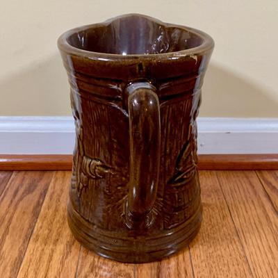 LOT 20 L: 1920's Nelson McCoy Sanitary Co. Buccaneer Pitcher w/ 6 Mugs & McCoy Pottery Mixing Bowl