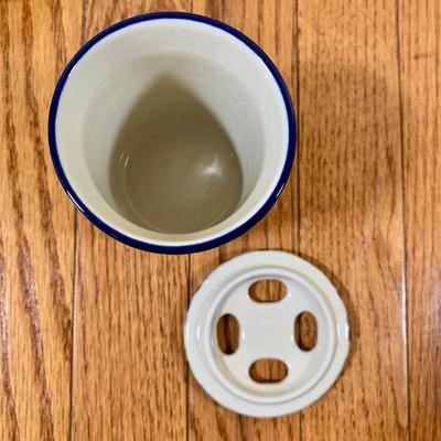 LOT 21 L: Handmade Blue & White Polish Stoneware Collection: Teapots, Mugs, Salt & Pepper Shakers, & More