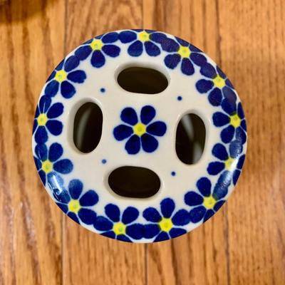 LOT 21 L: Handmade Blue & White Polish Stoneware Collection: Teapots, Mugs, Salt & Pepper Shakers, & More