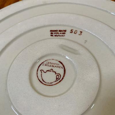 LOT 21 L: Handmade Blue & White Polish Stoneware Collection: Teapots, Mugs, Salt & Pepper Shakers, & More