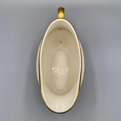 LOT 26 L: Lenox Holiday Dimension Collection Gravy Boat w/ Plate