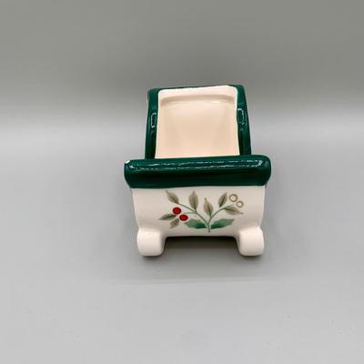 LOT 27 L: Lenox Holiday Dimension Collection Bowl, Silverplate Serving Spoon, Pfaltzgraff "Winterberry" Sweetener Holder, &...