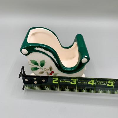 LOT 27 L: Lenox Holiday Dimension Collection Bowl, Silverplate Serving Spoon, Pfaltzgraff "Winterberry" Sweetener Holder, &...