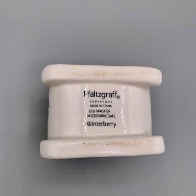 LOT 27 L: Lenox Holiday Dimension Collection Bowl, Silverplate Serving Spoon, Pfaltzgraff "Winterberry" Sweetener Holder, &...