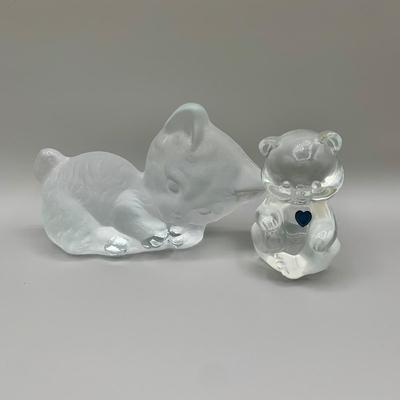 LOT 31 N: Fenton Crystal September Birthstone Bear & Viking Art Glass Cat