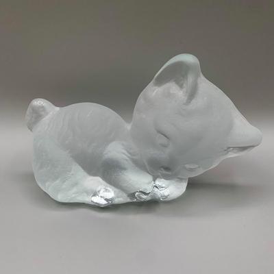 LOT 31 N: Fenton Crystal September Birthstone Bear & Viking Art Glass Cat