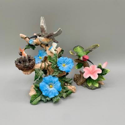 LOT 32 N: 1998 Lefton Hummingbird Figurine & Vintage Bisque Porcelain Hummingbird Figurine