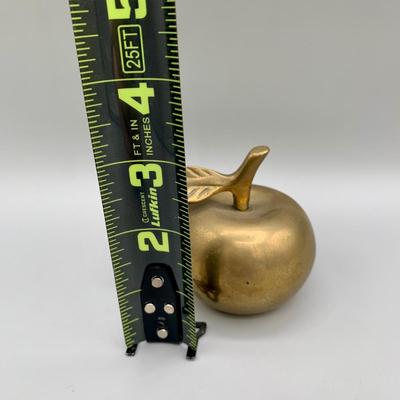 LOT 35 L: Brass Apple Bell, Schlabaugh & Sons Art Deco Miniature Desk Clock, Brass Pineapple Candle Pin, & Metal Star Decor