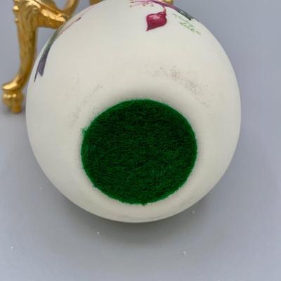 LOT 36 N: Handpainted Hummingbird Glass Vase, Kathy Seek Hummingbird Egg w/ Stand, Lenox Garden Frog, & More