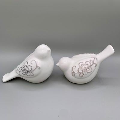 LOT 36 N: Handpainted Hummingbird Glass Vase, Kathy Seek Hummingbird Egg w/ Stand, Lenox Garden Frog, & More