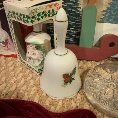 LOT 41B: Christmas Home Decor Collection - Boxed Night Light, Figurines & More w/ Painted Wood Scene, Fitz & Floyd Santa & More