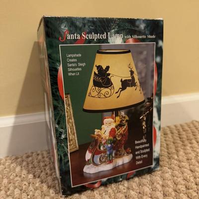 LOT 41B: Christmas Home Decor Collection - Boxed Night Light, Figurines & More w/ Painted Wood Scene, Fitz & Floyd Santa & More