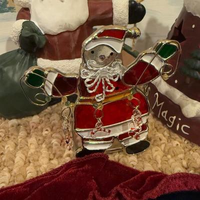 LOT 41B: Christmas Home Decor Collection - Boxed Night Light, Figurines & More w/ Painted Wood Scene, Fitz & Floyd Santa & More