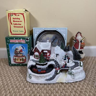 LOT 43B: Musical Christmas Collection - Thomas Kinkade Clock, Musical Water Globes & More