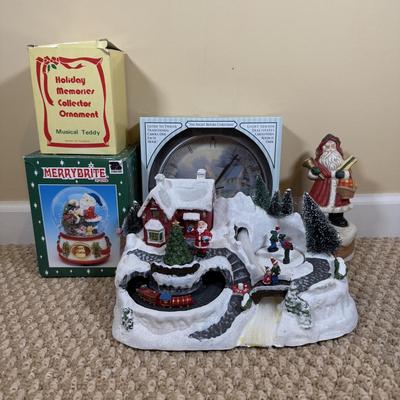 LOT 43B: Musical Christmas Collection - Thomas Kinkade Clock, Musical Water Globes & More