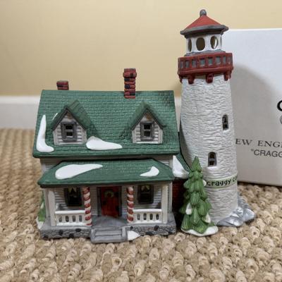 LOT 49B: Dept 56 Heritage Village Collection New England Village Series - Cape Keag Fish Cannery, Craggy Crove Lighthouse & Village...