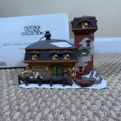 LOT 49B: Dept 56 Heritage Village Collection New England Village Series - Cape Keag Fish Cannery, Craggy Crove Lighthouse & Village...