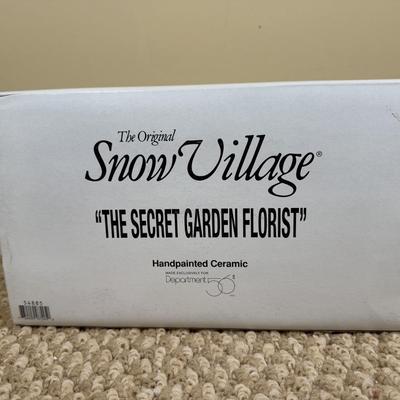 LOT 50B: Dept 56 Original Snow Village - Secret Garden Florist, Farm House, Tending the New Calves & Backwoods Outhouse