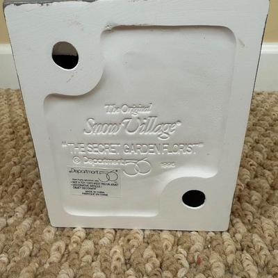 LOT 50B: Dept 56 Original Snow Village - Secret Garden Florist, Farm House, Tending the New Calves & Backwoods Outhouse