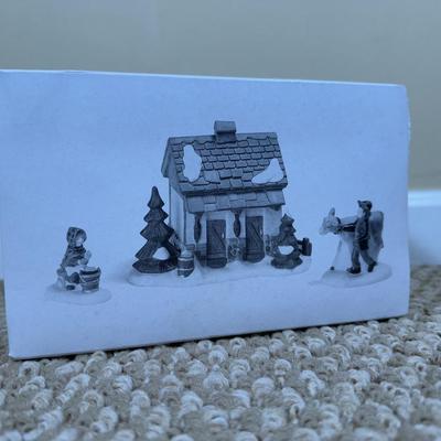 LOT 50B: Dept 56 Original Snow Village - Secret Garden Florist, Farm House, Tending the New Calves & Backwoods Outhouse