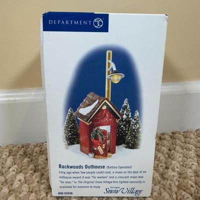 LOT 50B: Dept 56 Original Snow Village - Secret Garden Florist, Farm House, Tending the New Calves & Backwoods Outhouse