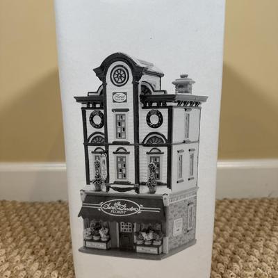 LOT 50B: Dept 56 Original Snow Village - Secret Garden Florist, Farm House, Tending the New Calves & Backwoods Outhouse