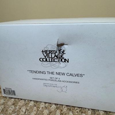 LOT 50B: Dept 56 Original Snow Village - Secret Garden Florist, Farm House, Tending the New Calves & Backwoods Outhouse