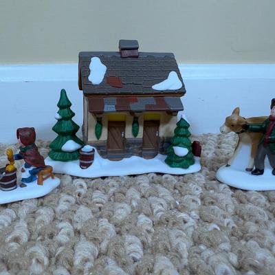 LOT 50B: Dept 56 Original Snow Village - Secret Garden Florist, Farm House, Tending the New Calves & Backwoods Outhouse