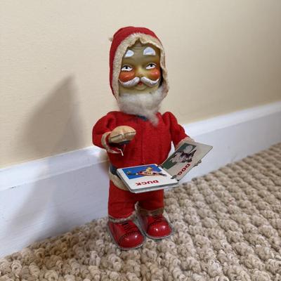 LOT 54B: Vintage 1960s Japan Tin Litho Wind Up Santa w/ Book