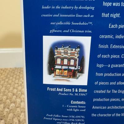 LOT 56B: Dept 56 Original Snow Village - Gracie's Dry Goods & General Store, Frost And Sons 5 & Dime, Pick-Up and Delivery