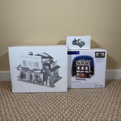 LOT 56B: Dept 56 Original Snow Village - Gracie's Dry Goods & General Store, Frost And Sons 5 & Dime, Pick-Up and Delivery