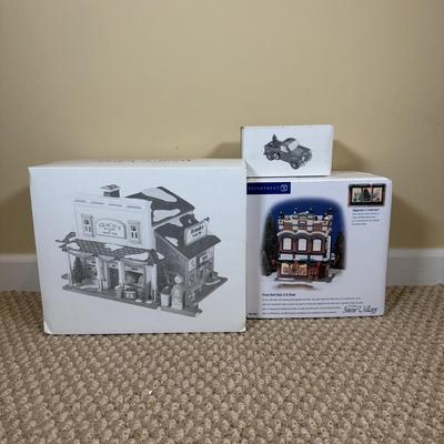 LOT 56B: Dept 56 Original Snow Village - Gracie's Dry Goods & General Store, Frost And Sons 5 & Dime, Pick-Up and Delivery