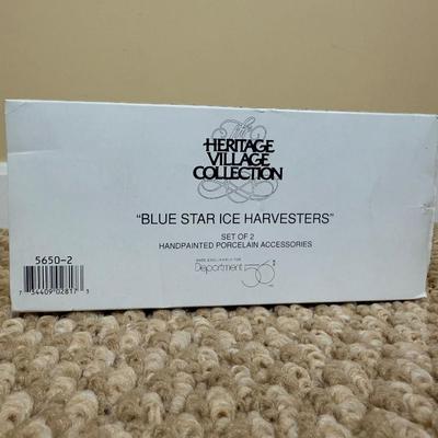 LOT 59B: Dept 56 Heritage Village Collection New England Series - PA Dutch Farmhouse, Blue Star Ice Co. and Harvesters w/ More Village...