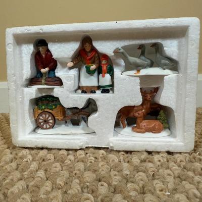 LOT 59B: Dept 56 Heritage Village Collection New England Series - PA Dutch Farmhouse, Blue Star Ice Co. and Harvesters w/ More Village...