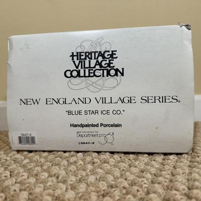 LOT 59B: Dept 56 Heritage Village Collection New England Series - PA Dutch Farmhouse, Blue Star Ice Co. and Harvesters w/ More Village...