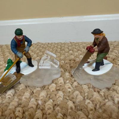 LOT 59B: Dept 56 Heritage Village Collection New England Series - PA Dutch Farmhouse, Blue Star Ice Co. and Harvesters w/ More Village...