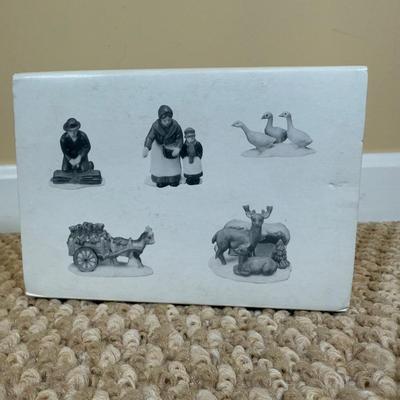 LOT 59B: Dept 56 Heritage Village Collection New England Series - PA Dutch Farmhouse, Blue Star Ice Co. and Harvesters w/ More Village...