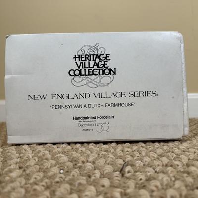 LOT 59B: Dept 56 Heritage Village Collection New England Series - PA Dutch Farmhouse, Blue Star Ice Co. and Harvesters w/ More Village...
