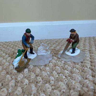 LOT 59B: Dept 56 Heritage Village Collection New England Series - PA Dutch Farmhouse, Blue Star Ice Co. and Harvesters w/ More Village...