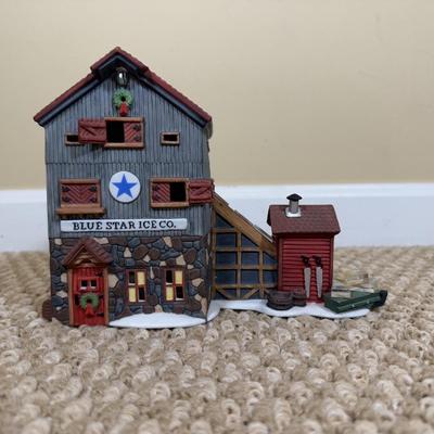 LOT 59B: Dept 56 Heritage Village Collection New England Series - PA Dutch Farmhouse, Blue Star Ice Co. and Harvesters w/ More Village...