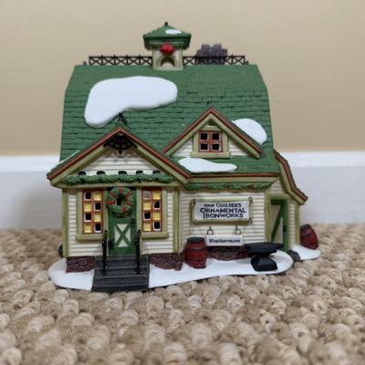 LOT 60B: Dept 56 Heritage Village Collection New England Series - Van Guilder's Ornamental Ironworks, Jeremiah Brewster House &...
