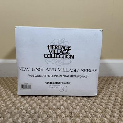 LOT 60B: Dept 56 Heritage Village Collection New England Series - Van Guilder's Ornamental Ironworks, Jeremiah Brewster House &...