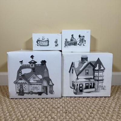 LOT 60B: Dept 56 Heritage Village Collection New England Series - Van Guilder's Ornamental Ironworks, Jeremiah Brewster House &...